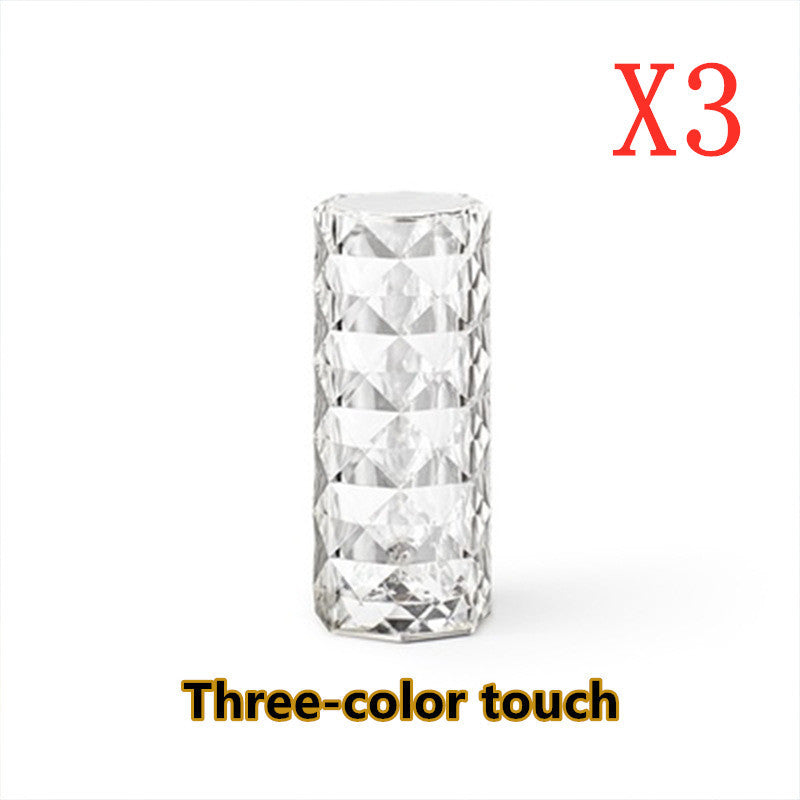 Crystal Nordic Lamp Touch Dimming Atmosphere Diamond Night Light Rose Projector Lamp Decor