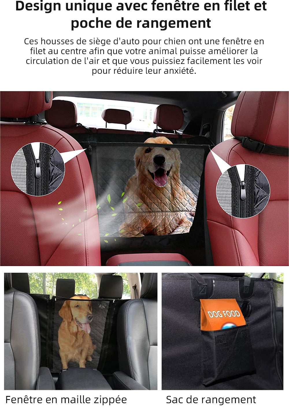 Dog Car Seat Cover View Mesh Pet Carrier Hammock Safety Protector Car Rear Back Seat Mat With Zipper And Pocket For Travel