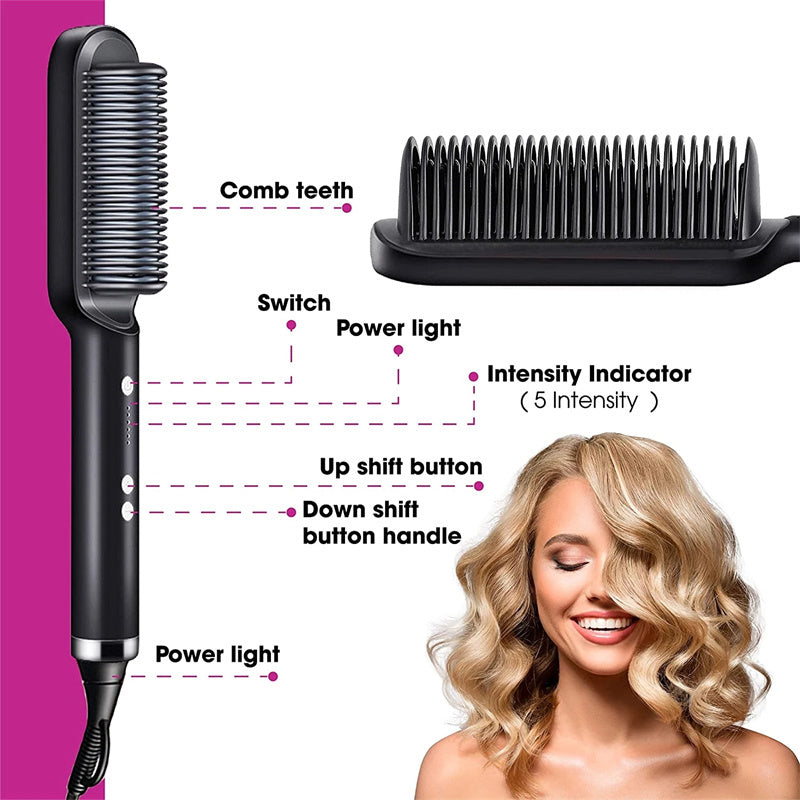 Hair Straightener Hot Comb Negative Ion Curling Tong Dual-purpose Electric Hair Brush New 2 In 1