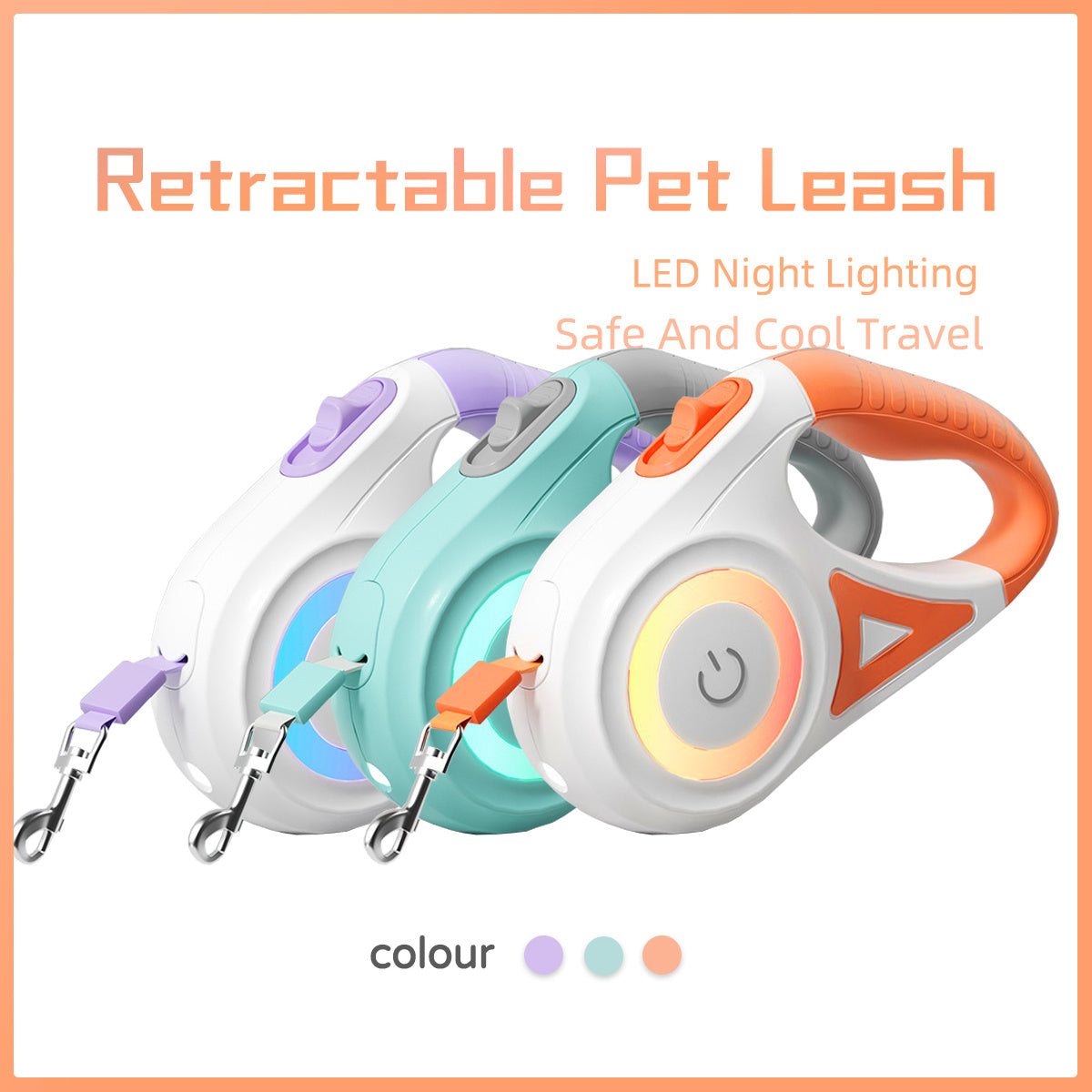 Retractable Leash And Dog Leash Dog Collar Spotlight Automatic Pet Dog Cat Traction Rope For Small Medium Dogs Pet Product
