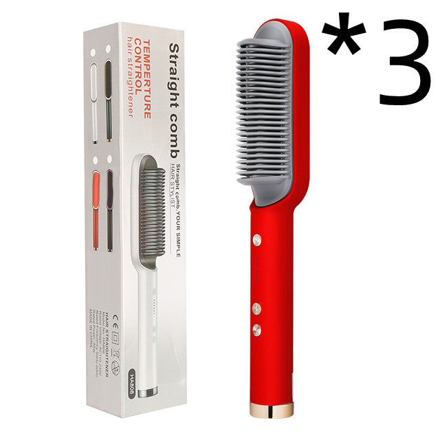 Hair Straightener Hot Comb Negative Ion Curling Tong Dual-purpose Electric Hair Brush New 2 In 1
