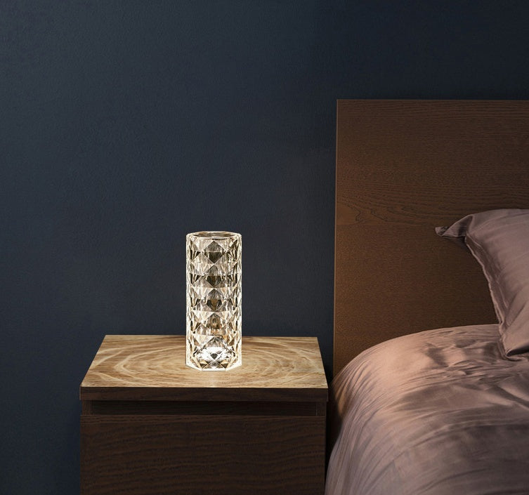 Crystal Nordic Lamp Touch Dimming Atmosphere Diamond Night Light Rose Projector Lamp Decor