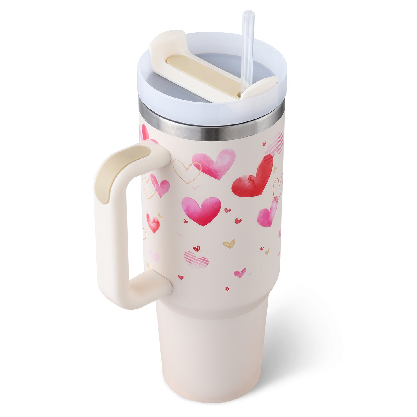 Stainless Steel Coffee Cup 1200ML Spill Proof Vacuum Tumbler With Lid Tapered Mug Gifts For Valentine Lover Suitable For Car Gym Office Travel