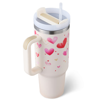 Stainless Steel Coffee Cup 1200ML Spill Proof Vacuum Tumbler With Lid Tapered Mug Gifts For Valentine Lover Suitable For Car Gym Office Travel