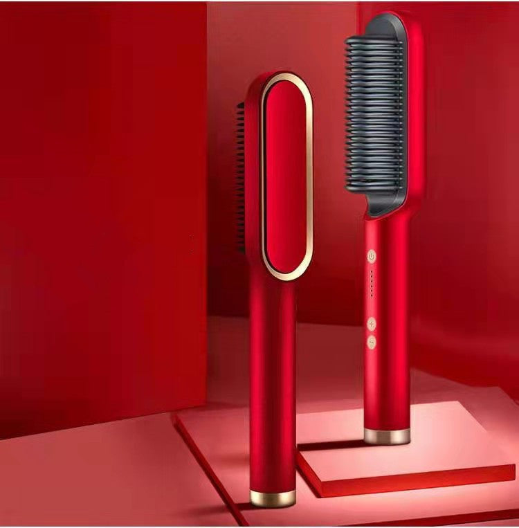 Hair Straightener Hot Comb Negative Ion Curling Tong Dual-purpose Electric Hair Brush New 2 In 1