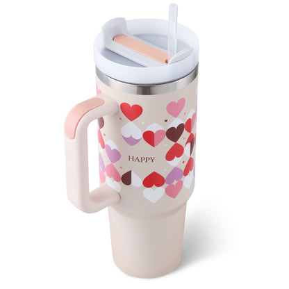 Stainless Steel Coffee Cup 1200ML Spill Proof Vacuum Tumbler With Lid Tapered Mug Gifts For Valentine Lover Suitable For Car Gym Office Travel