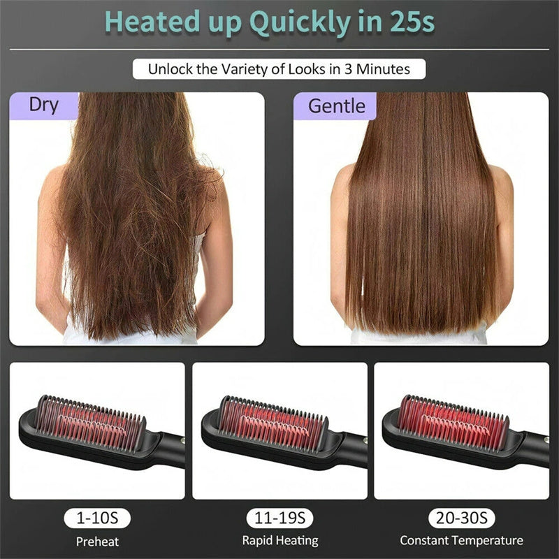 Hair Straightener Hot Comb Negative Ion Curling Tong Dual-purpose Electric Hair Brush New 2 In 1