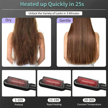 Hair Straightener Hot Comb Negative Ion Curling Tong Dual-purpose Electric Hair Brush New 2 In 1