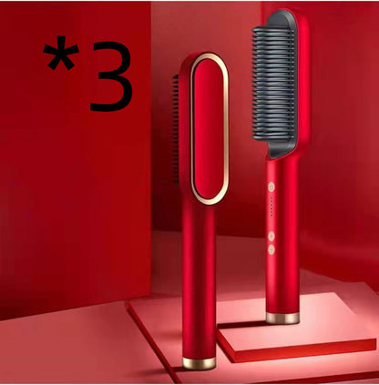 Hair Straightener Hot Comb Negative Ion Curling Tong Dual-purpose Electric Hair Brush New 2 In 1