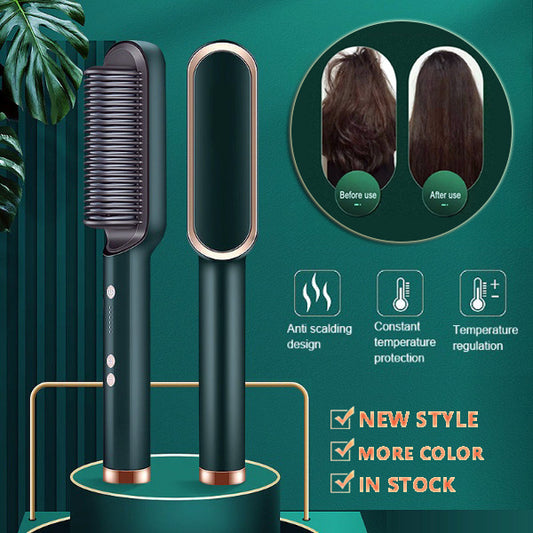 Hair Straightener Hot Comb Negative Ion Curling Tong Dual-purpose Electric Hair Brush New 2 In 1