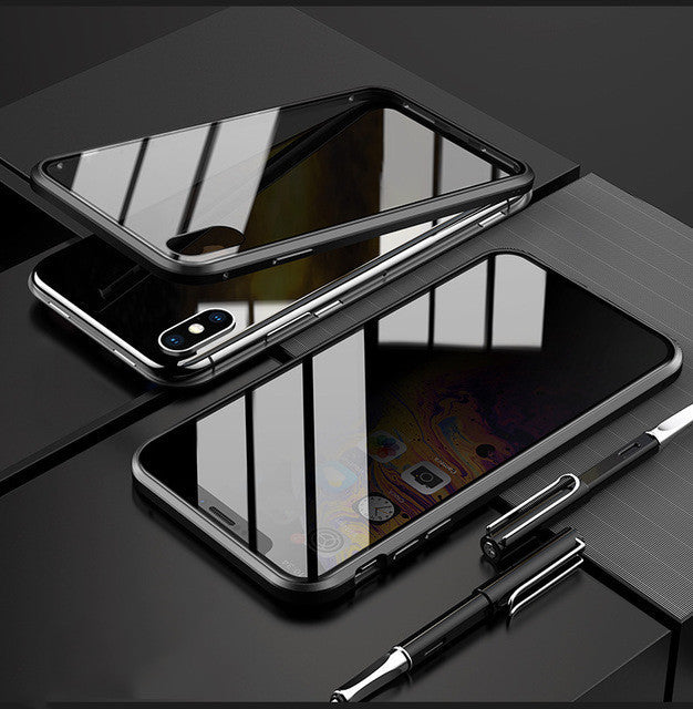 Anti-peep Phone Case Magnetic Protective Shell Magnetic Privacy Glass Case For Phone