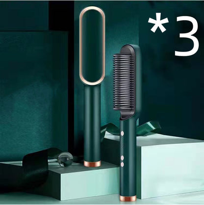Hair Straightener Hot Comb Negative Ion Curling Tong Dual-purpose Electric Hair Brush New 2 In 1
