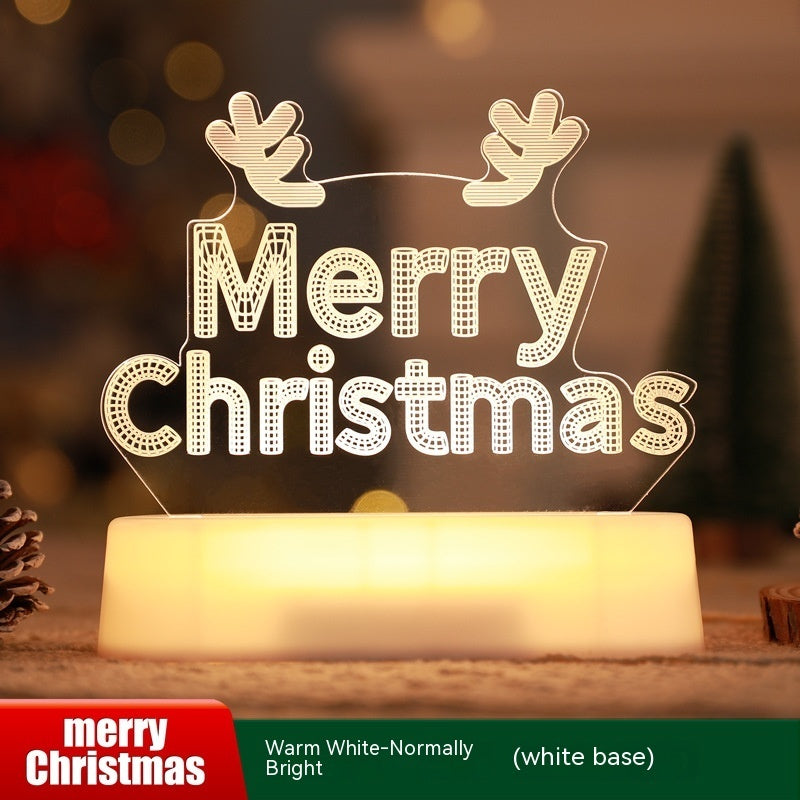 3D LED Christmas Night Light - Acrylic Holiday Lamp for Kids & Home Decor