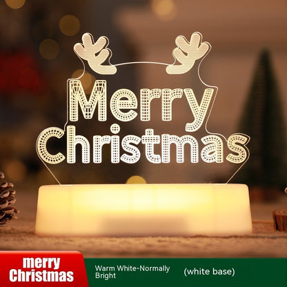 3D LED Christmas Night Light - Acrylic Holiday Lamp for Kids & Home Decor