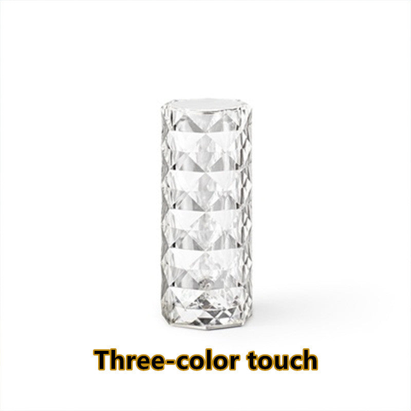 Crystal Nordic Lamp Touch Dimming Atmosphere Diamond Night Light Rose Projector Lamp Decor