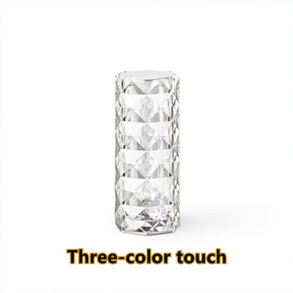 Crystal Nordic Lamp Touch Dimming Atmosphere Diamond Night Light Rose Projector Lamp Decor