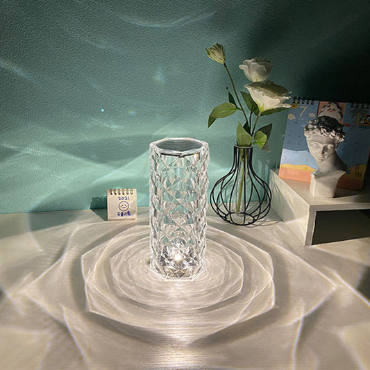 Crystal Nordic Lamp Touch Dimming Atmosphere Diamond Night Light Rose Projector Lamp Decor