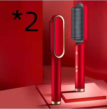 Hair Straightener Hot Comb Negative Ion Curling Tong Dual-purpose Electric Hair Brush New 2 In 1