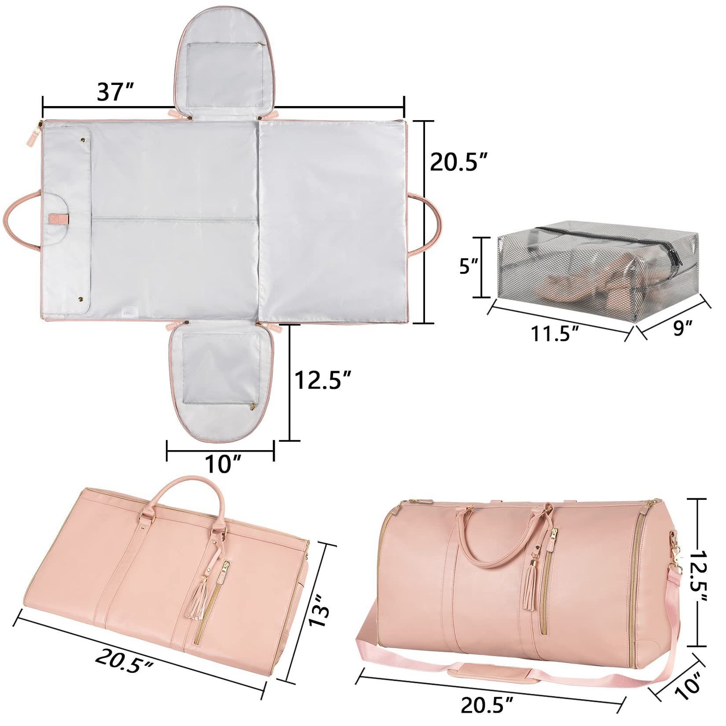 Women's Waterproof Large Capacity Handbag Folding Travel Duffle Bag Suit Bag