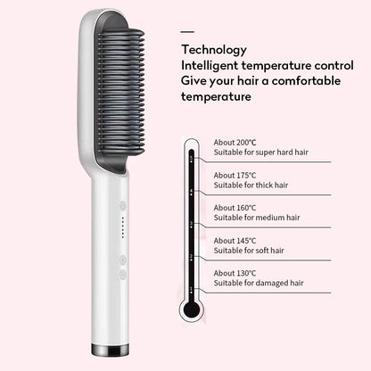 Hair Straightener Hot Comb Negative Ion Curling Tong Dual-purpose Electric Hair Brush New 2 In 1