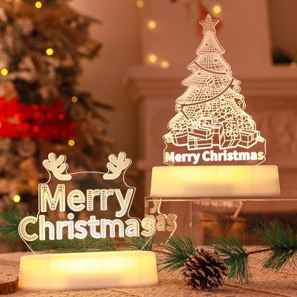 3D LED Christmas Night Light - Acrylic Holiday Lamp for Kids & Home Decor