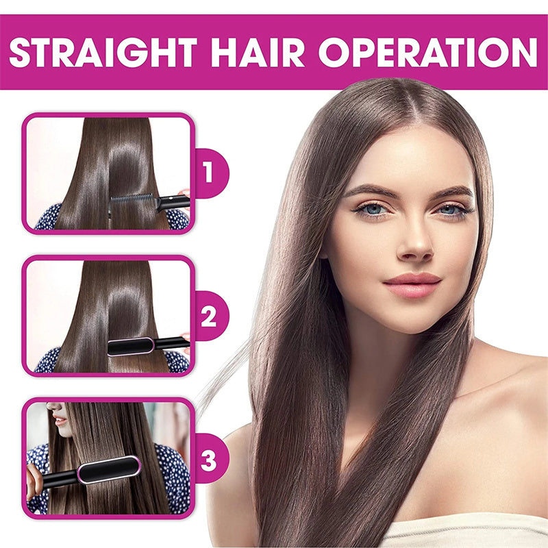 Hair Straightener Hot Comb Negative Ion Curling Tong Dual-purpose Electric Hair Brush New 2 In 1