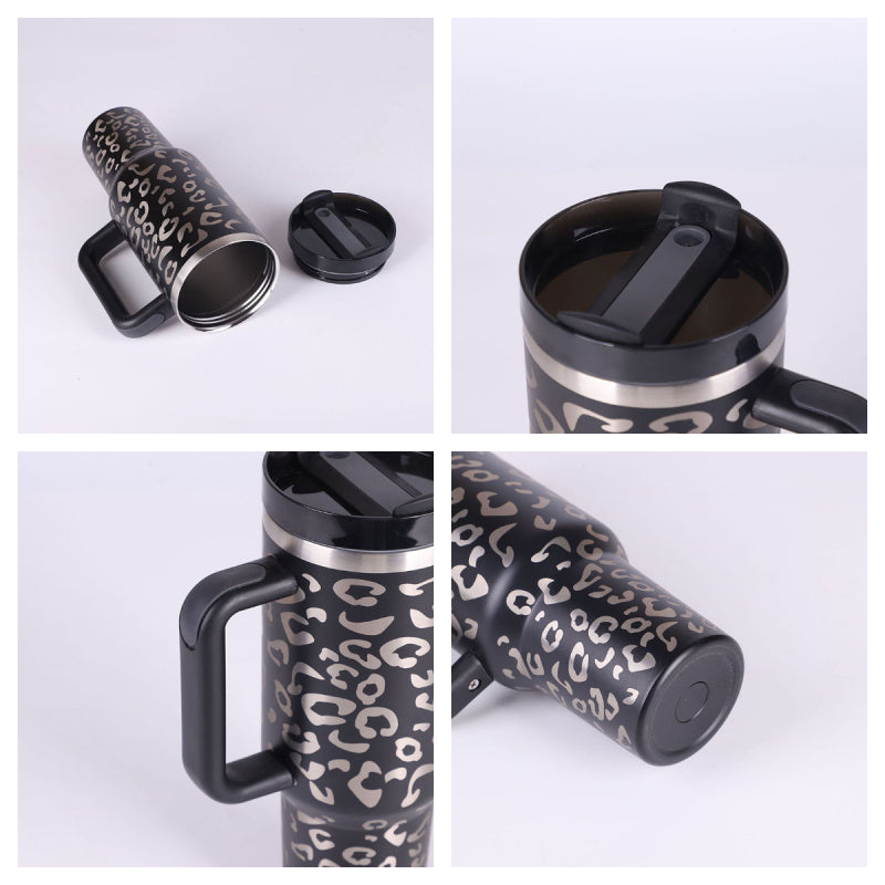 Stainless Steel Coffee Cup 1200ML Spill Proof Vacuum Tumbler With Lid Tapered Mug Gifts For Valentine Lover Suitable For Car Gym Office Travel
