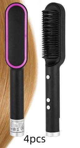 Hair Straightener Hot Comb Negative Ion Curling Tong Dual-purpose Electric Hair Brush New 2 In 1