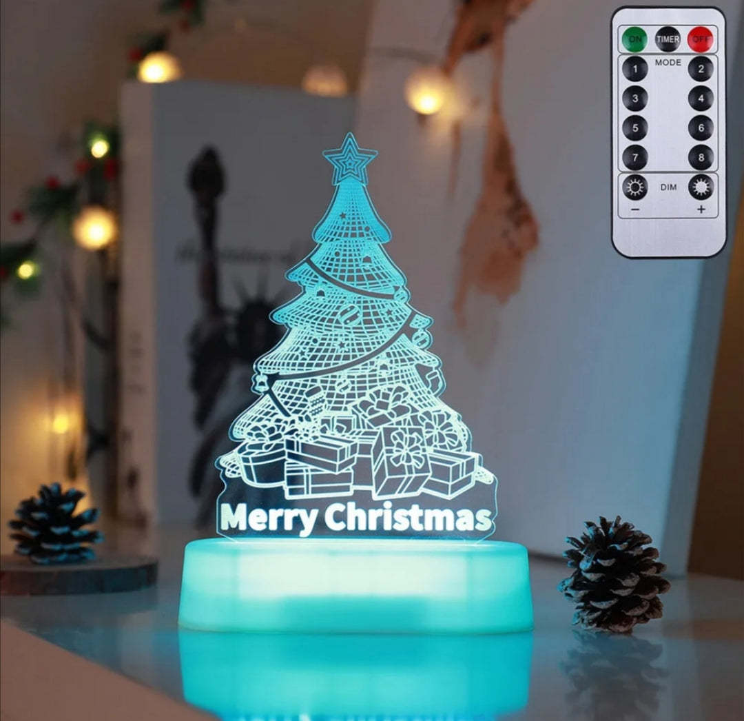 3D LED Christmas Night Light - Acrylic Holiday Lamp for Kids & Home Decor