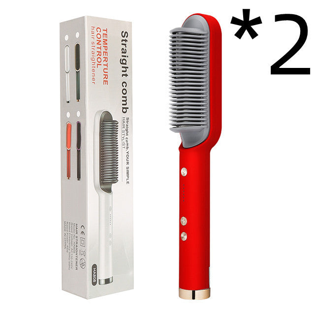 Hair Straightener Hot Comb Negative Ion Curling Tong Dual-purpose Electric Hair Brush New 2 In 1