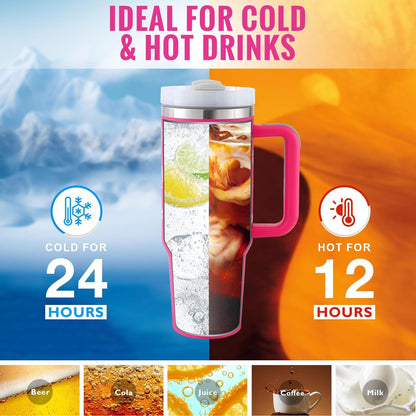 Stainless Steel Coffee Cup 1200ML Spill Proof Vacuum Tumbler With Lid Tapered Mug Gifts For Valentine Lover Suitable For Car Gym Office Travel