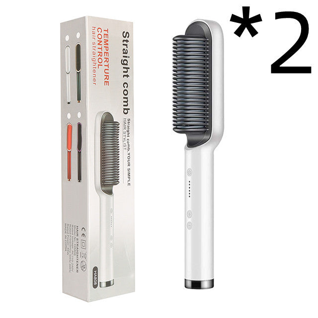 Hair Straightener Hot Comb Negative Ion Curling Tong Dual-purpose Electric Hair Brush New 2 In 1